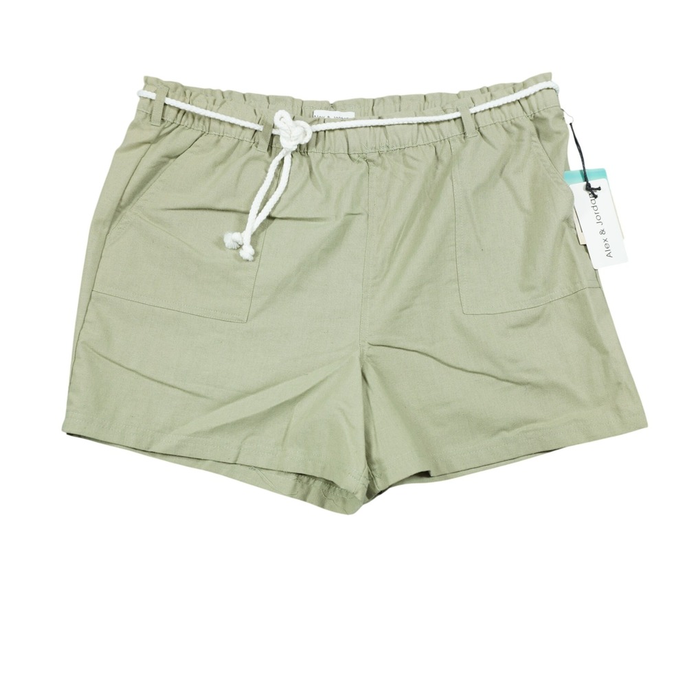 Alex & Jordan Women's Size Small Sage Green Linen Blend Paperbag Waist Shorts